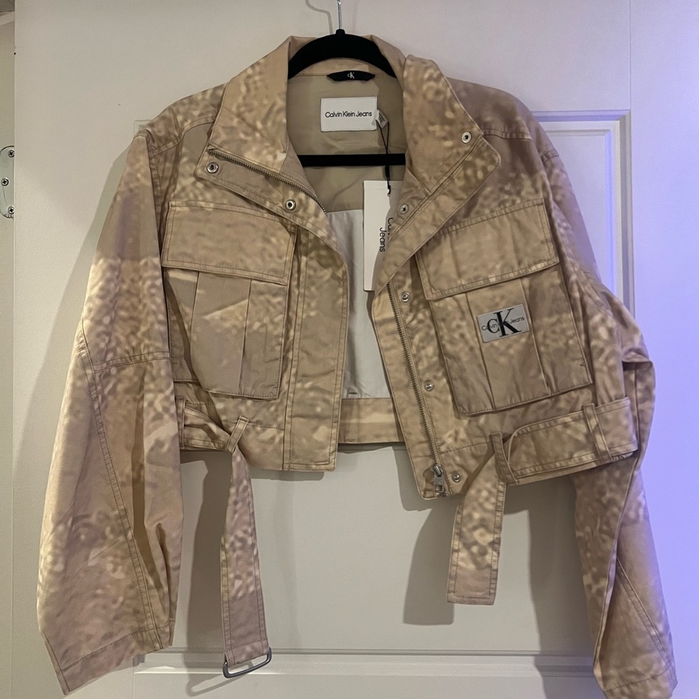 Tan Calvin Klein Women's crop Jacket